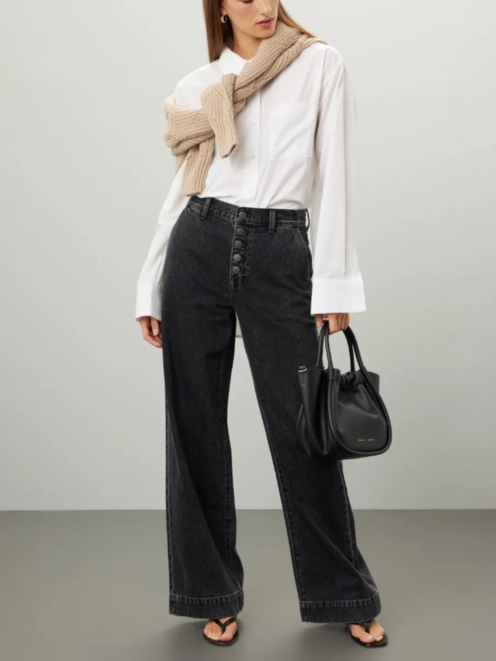 Madewell Superwide Leg Jeans in Selwick Wash Button Front